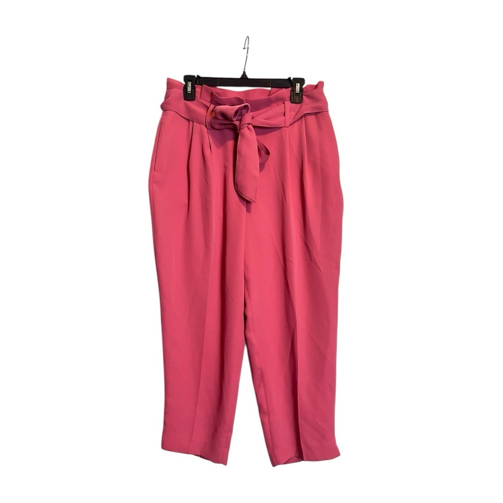 BODEN Melina Paperbag Pants 10 Petite Pink Belted Tapered Pleated Preppy Cropped